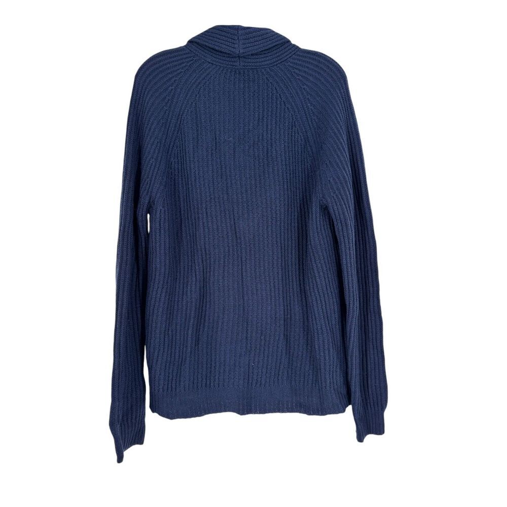 Bugatchi Men's Rib Wool Blend Cardigan Sweater Pockets Size Medium Navy Blue‎ - Picture 2 of 7